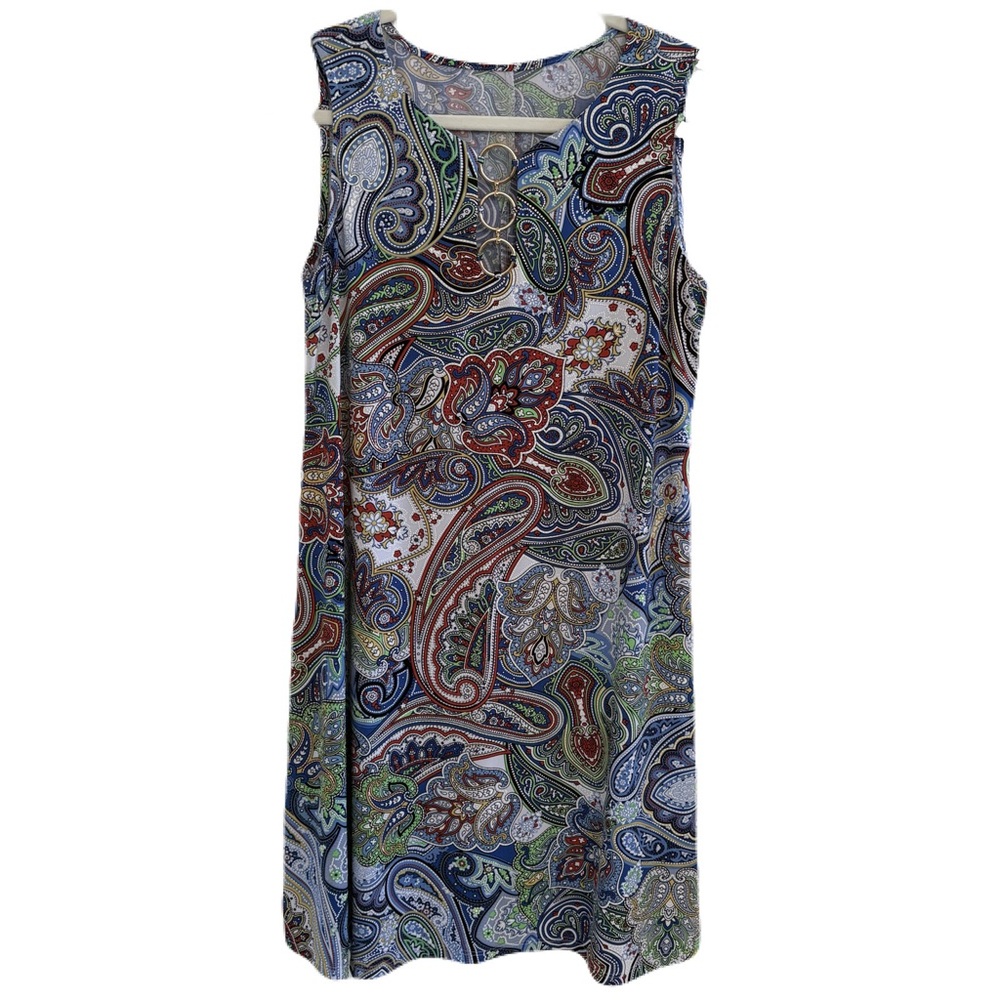Paisley Print Shift Dress - Multicolor